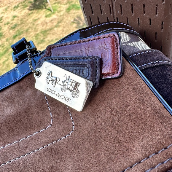 Coach 2005 Signature Patchwork Suede, Leather Canvas Satchel VINTAGE - Picture 4 of 16